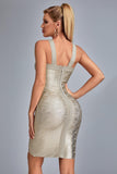 kamames Rutia Metallic Mini Bandage Dress - Gold