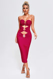 Kamames Erise Strapless Midi Bandage Dress