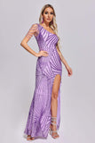 kamames Nylea One Shoulder Slit Sequin Maxi Dress