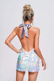 kamames Emmi Sequin Halter Mini Dress