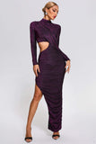 kamames Kerlin Ruched Cutout Maxi Dress-Purple