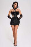 kamames Nayo Sequin Feather Mini Dress