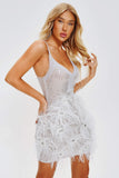 kamames Sharina Feather Sequin Mini Dress