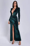 kamames Drana Deep-V Velvet Maxi Dress