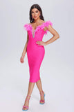 kamames Patent Feather Midi Bandage Dress