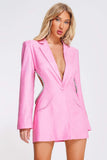 kamames Bikala Rhinestone Backless Blazer Dress - Pink