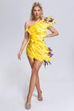 kamames Caught In The Drama Feather Mini Dress