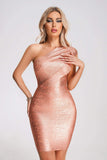 kamames Lika Metallic Mini Cocktail Dress - Rose Gold