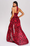 kamames Verga Halter Leopard Maxi Dress