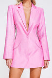 kamames Bikala Rhinestone Backless Blazer Dress - Pink