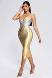 kamames Fesila Metallic Midi Bandage Dress