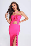 kamames Lori Halter Midi Bandage Dress - Pink