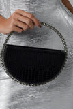 kamames Round Stone-encrusted Leather Clutch - Black