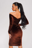 kamames Tade Off Shoulder Velvet Midi Dress