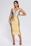 kamames Fesila Metallic Midi Bandage Dress