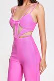 kamames Feher Bandage Jumpsuit