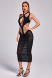 kamames Amalie Cutout Mesh Midi Bandage Dress