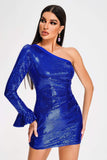 kamames Unico One Shoulder Sequin Mini Dress