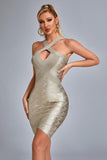 kamames Rutia Metallic Mini Bandage Dress - Gold