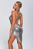 kamames Next Level Diamante Mesh Metal Dress - Silver