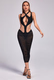 kamames Amalie Cutout Mesh Midi Bandage Dress