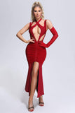 kamames Dorie Ruched Cutout Midi Bandage Dress