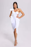 kamames Spak One Shoulder Midi Dress - White