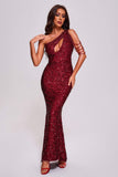 kamames Gamora One Shoulder Sequin Maxi Dress