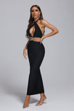 kamames Biana Halter Rhinestone Maxi Bandage Dress