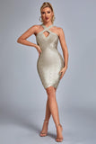 kamames Rutia Metallic Mini Bandage Dress - Gold