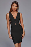 kamames Laurel Deep V-neck Cocktail Dress - Black