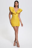 kamames Mary Jacquard Backless Mini Dress - Yellow