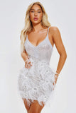 kamames Sharina Feather Sequin Mini Dress