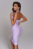 kamames Griselda Halter Cocktail Dress - Purple