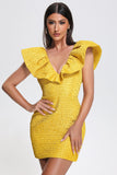 kamames Mary Jacquard Backless Mini Dress - Yellow