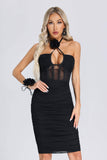 kamames Pelze Flowers Mesh Bandage Dress