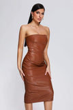 kamames Grasa Strapless Leather Midi Dress