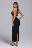 kamames Biana Halter Rhinestone Maxi Bandage Dress