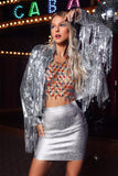 kamames Iris Tassel Sequin Jacket - Silver