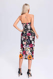 Kamames Sindi Floral Embroider Tube Midi Dress