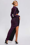 kamames Kerlin Ruched Cutout Maxi Dress-Purple