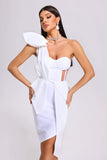 kamames Spak One Shoulder Midi Dress - White