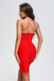 kamames Eurien One Shoulder Diamante Mini Bandage Dress