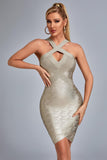 kamames Rutia Metallic Mini Bandage Dress - Gold