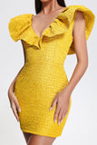 kamames Mary Jacquard Backless Mini Dress - Yellow