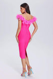 kamames Patent Feather Midi Bandage Dress