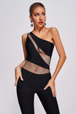 kamames Trinvilla One Shoulder Mesh Bandage Jumpsuit