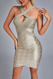 kamames Rutia Metallic Mini Bandage Dress - Gold