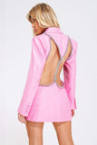 kamames Bikala Rhinestone Backless Blazer Dress - Pink