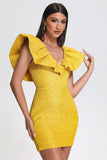 kamames Mary Jacquard Backless Mini Dress - Yellow